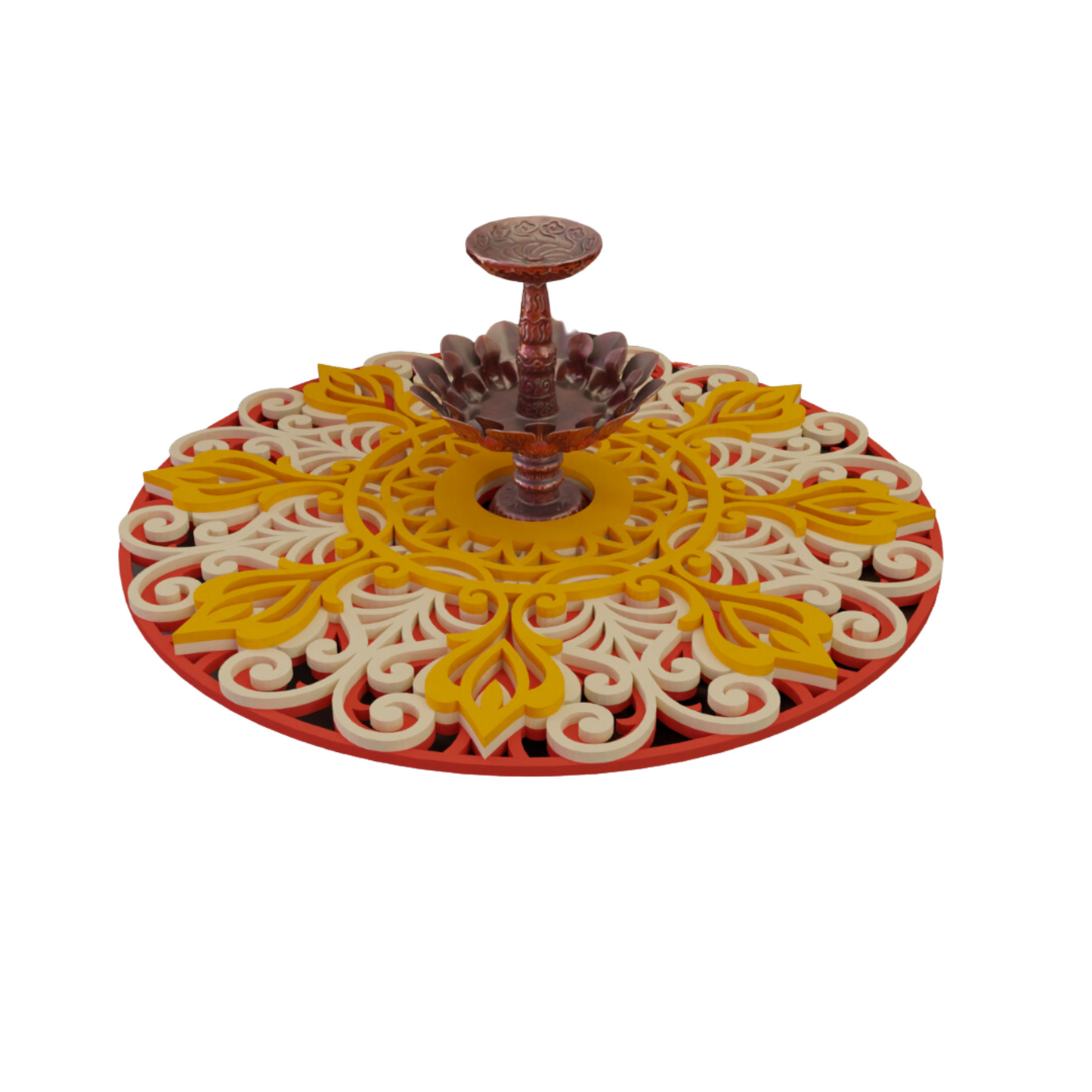 NIVED Decorative Mandala | 12 inch Wide | Purple-Cream-Yellow