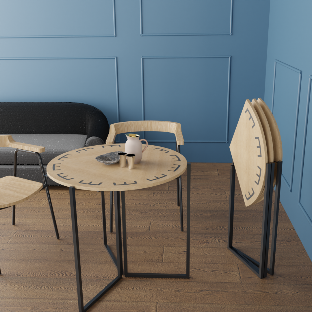 round folding table oak