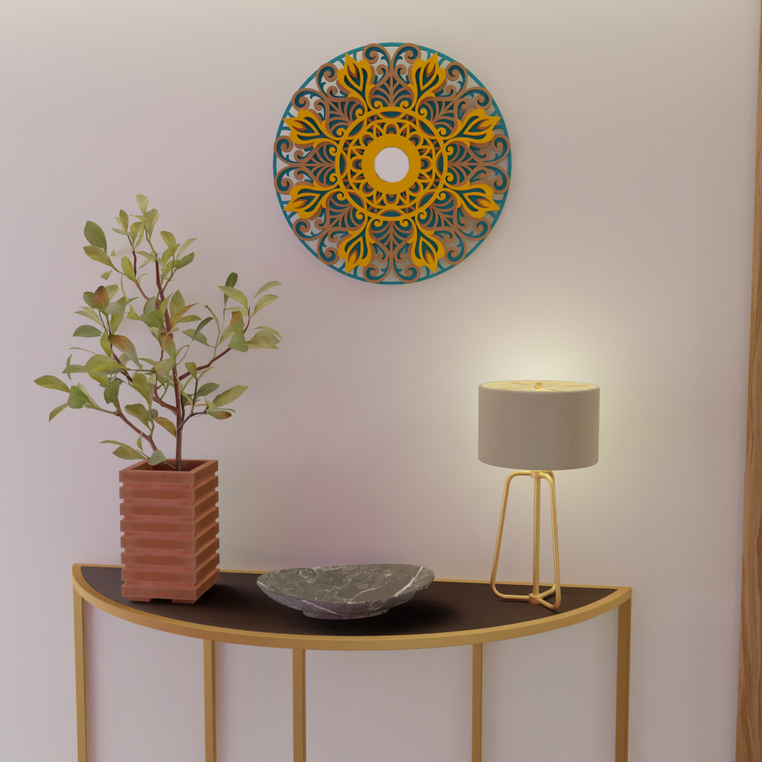 NIVED Decorative Mandala | 12 inch Wide | Reliance-Green-Brown-Yellow