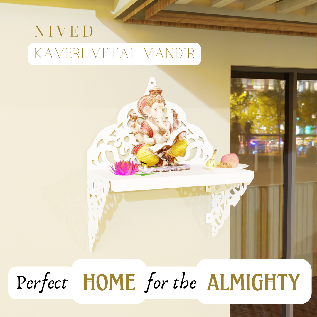 NIVED Metal Mandir | Glossy White