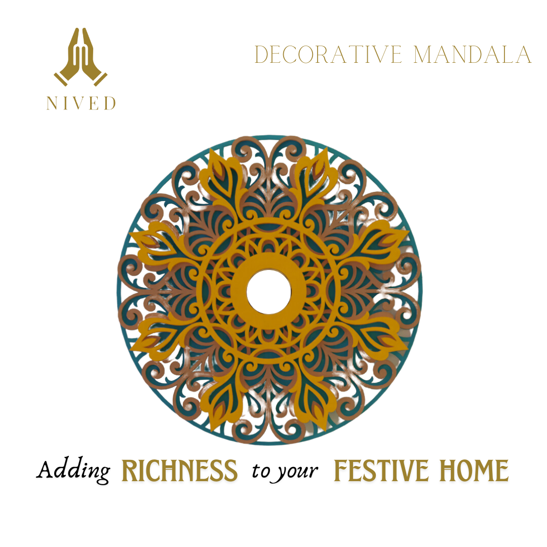 NIVED Decorative Mandala | 12 inch Wide | Reliance-Green-Brown-Yellow