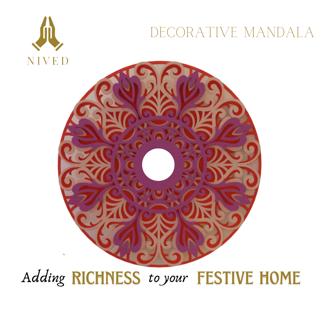 NIVED Decorative Mandala | 12 inch Wide | Red-Peach-Purple