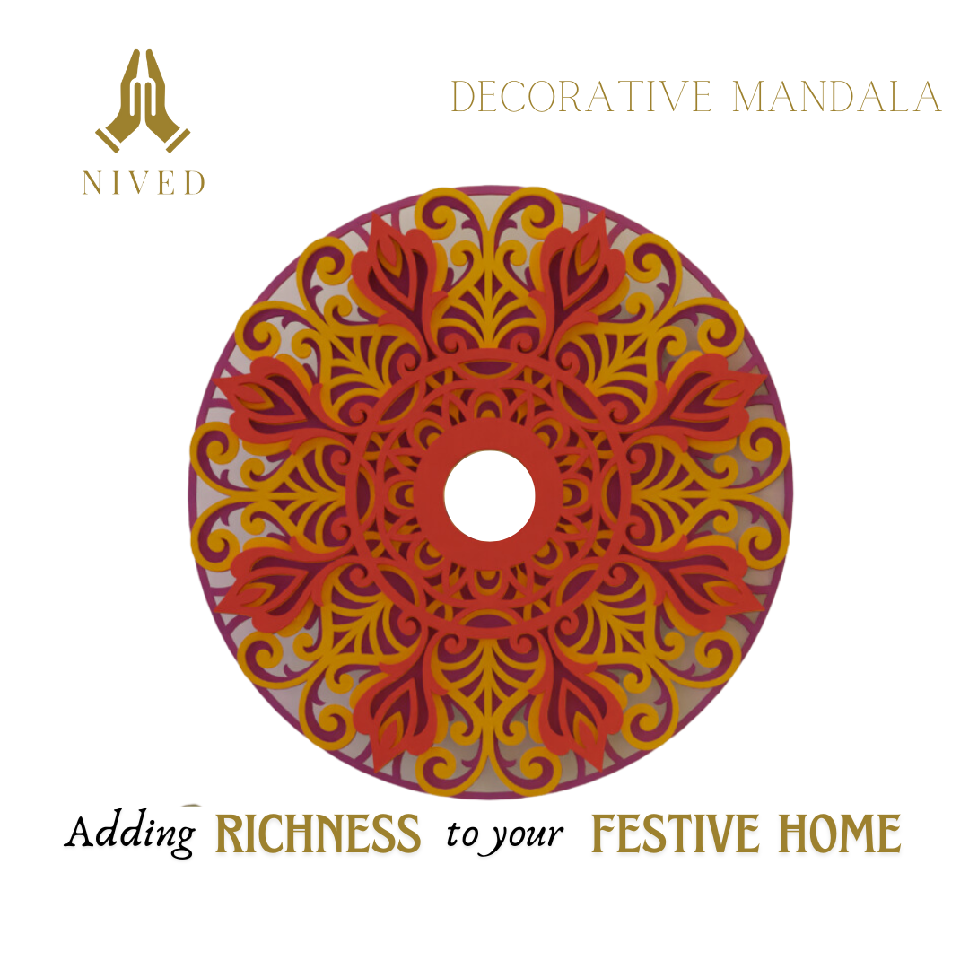 NIVED Decorative Mandala | 12 inch Wide | Purple-Yellow-Red