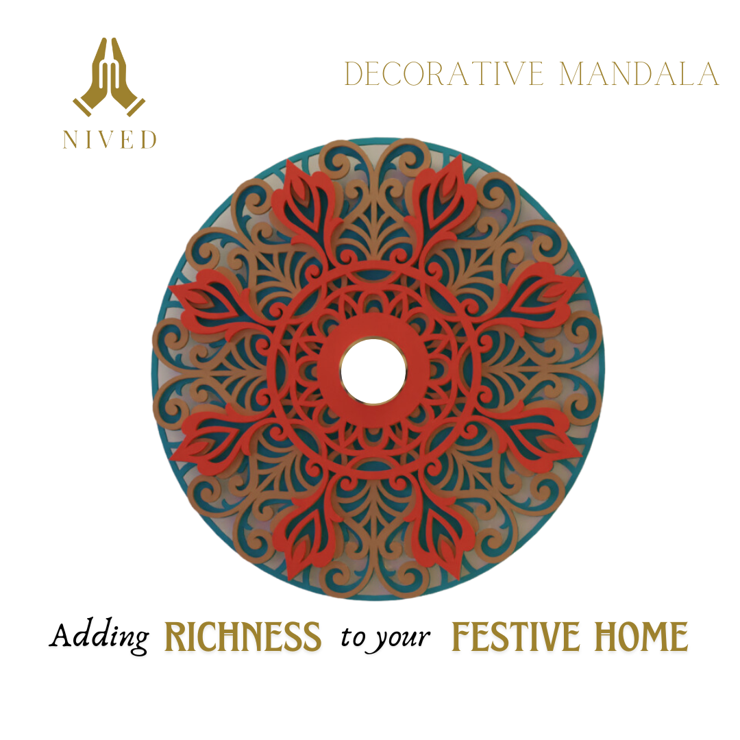 NIVED Decorative Mandala | 12 inch Wide | Reliance-Green-Brown-Red