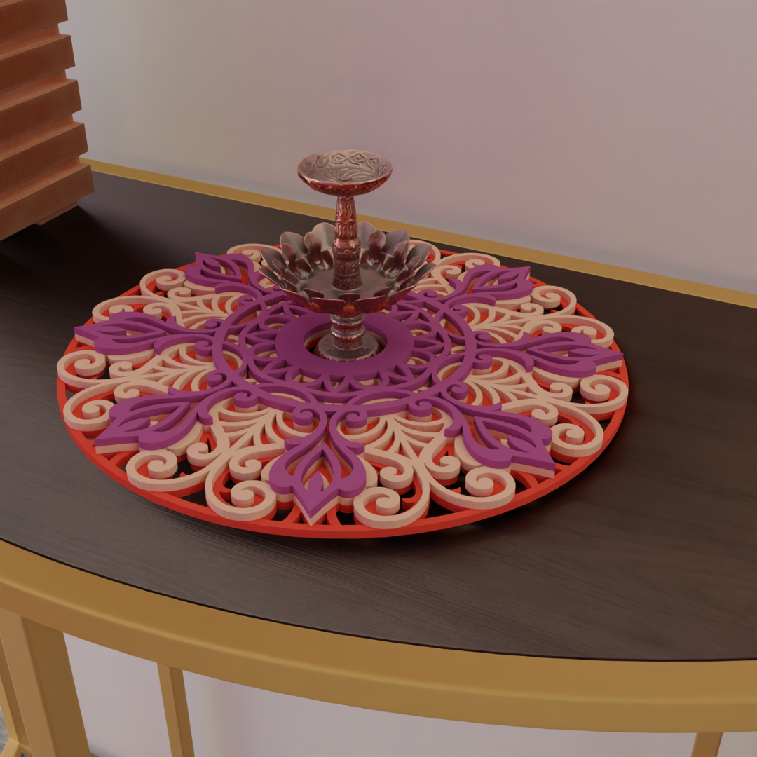 NIVED Decorative Mandala | 12 inch Wide | Red-Peach-Purple