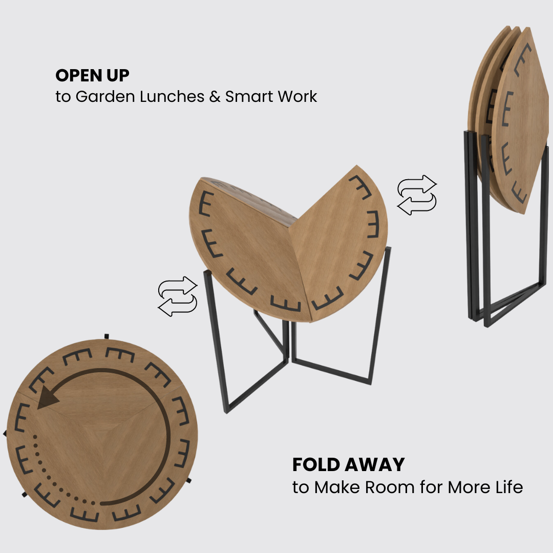 COGO Round Folding Table | 31.5 inch Wide | Matt Oak