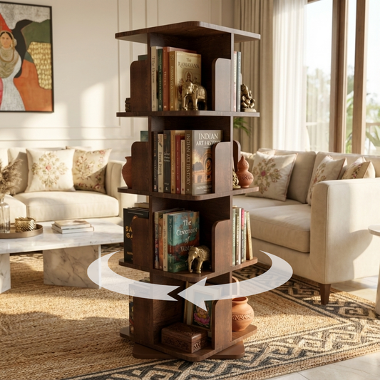 COGO Revolving Bookshelf | 4 Tier | Matt Walnut