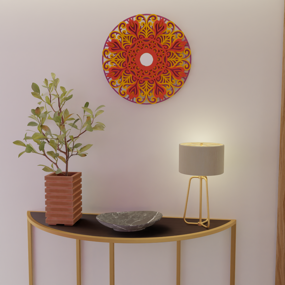NIVED Decorative Mandala | 12 inch Wide | Purple-Yellow-Red