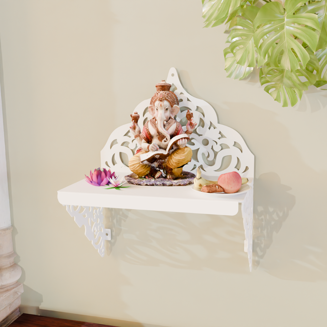 NIVED Metal Mandir | Glossy White