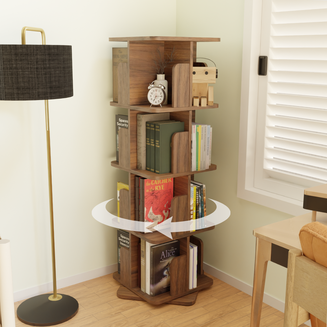 COGO Revolving Bookshelf | 4 Tier | Matt Walnut