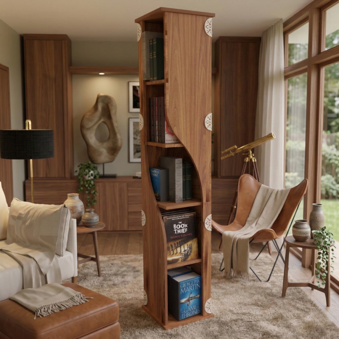 COGO Corner Bookshelf | 5 Tier | Walnut