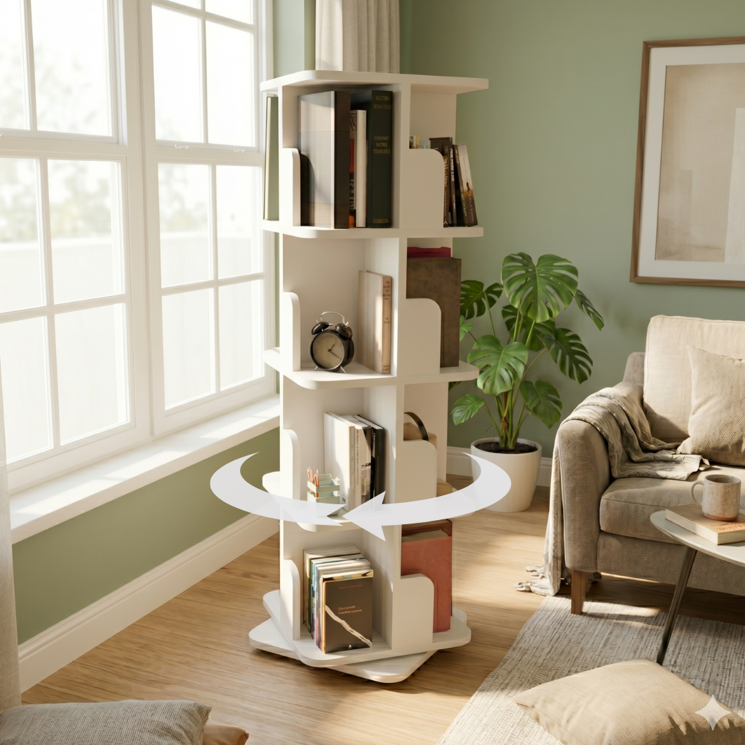COGO Revolving Bookshelf | 4 Tier | Matt Walnut