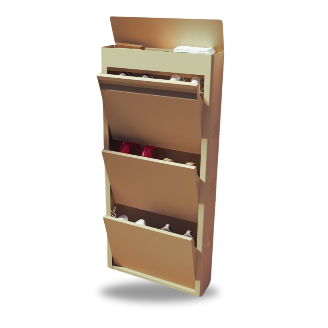 FREYA Metal Shoe Rack | 3 Door | 21 inch Wide | Colour: Matt Biscuit