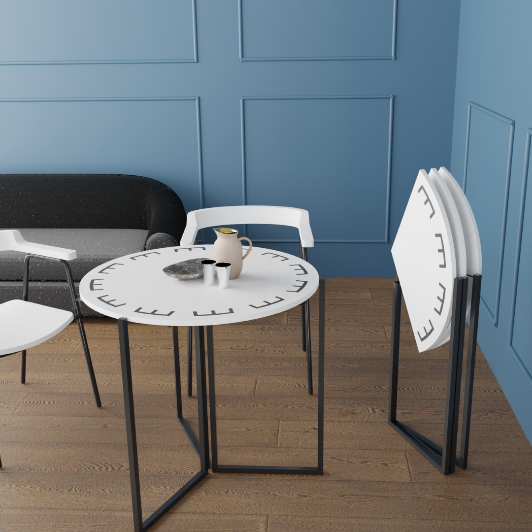 COGO Round Folding Table | 31.5 inch Wide | Matt White