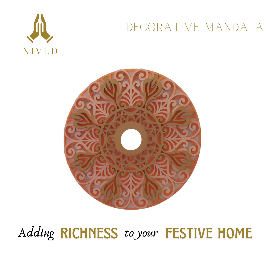 NIVED Decorative Mandala | 12 inch Wide | Orange-Peach-Brown