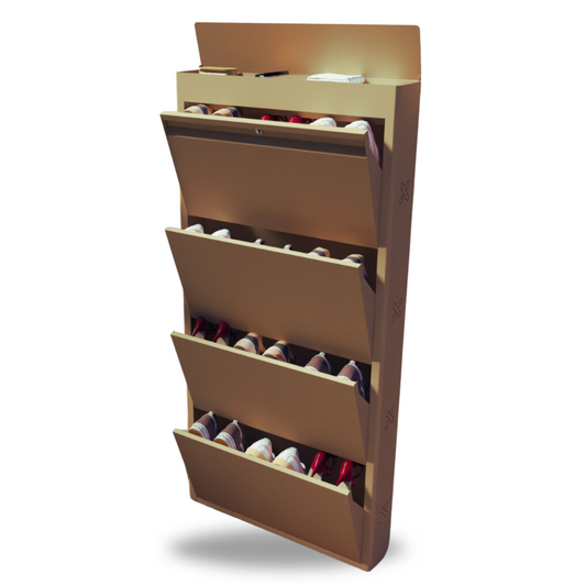 FREYA Metal Shoe Rack | 4 Door | 29 inch Wide | Colour: Matt Biscuit