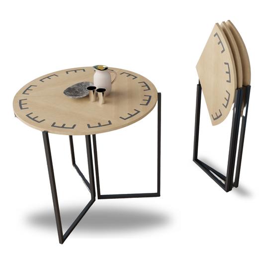 COGO Round Folding Table | 31.5 inch Wide | Matt Oak