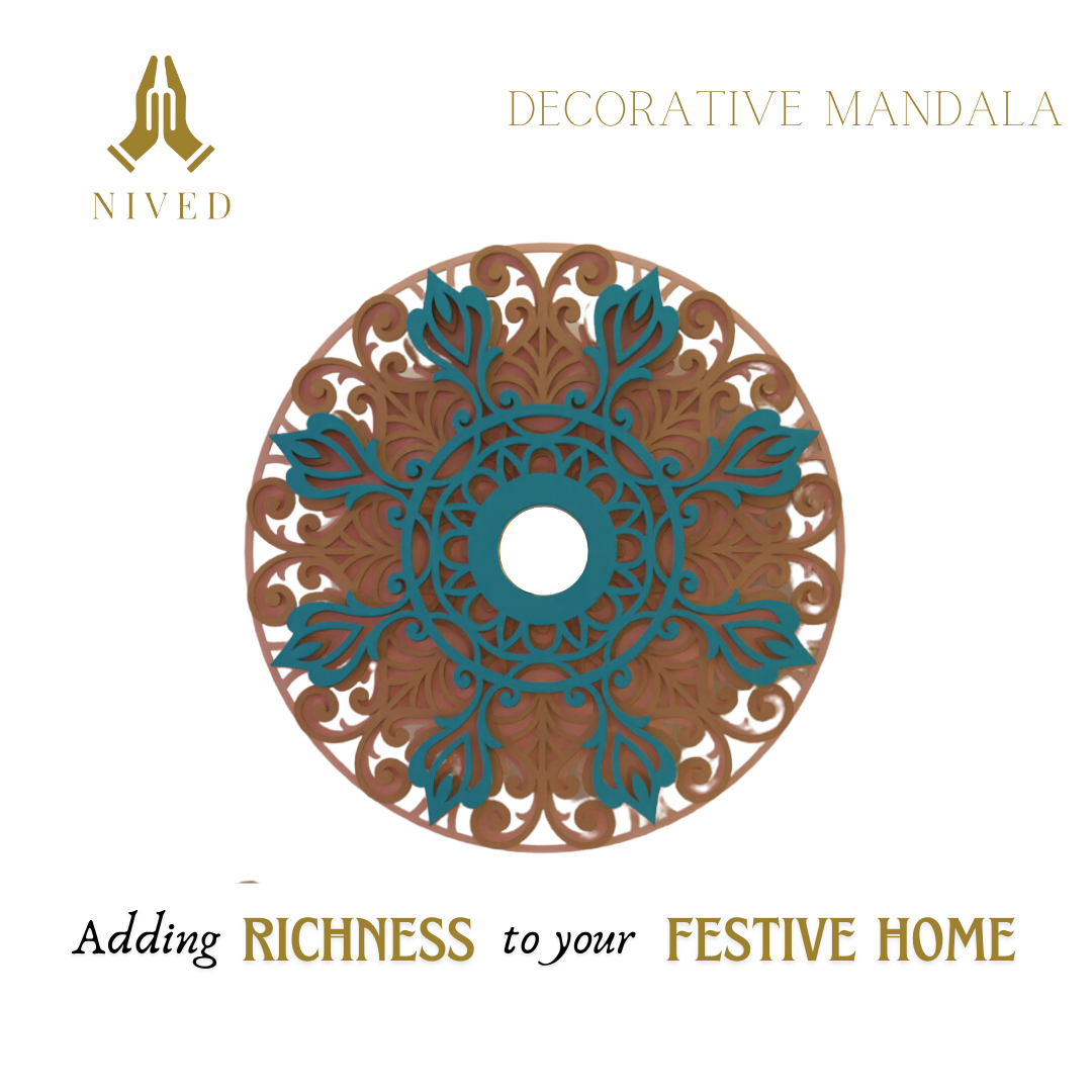 NIVED Decorative Mandala | 12 inch Wide | Peach-Brown-Reliance-Green