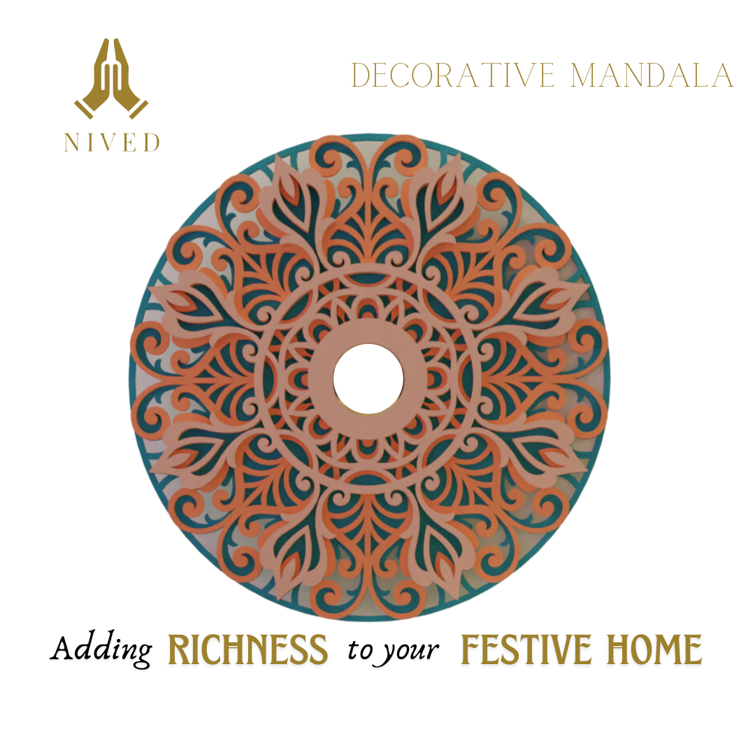 NIVED Decorative Mandala | 12 inch Wide | Reliance-Green-Orange-Peach