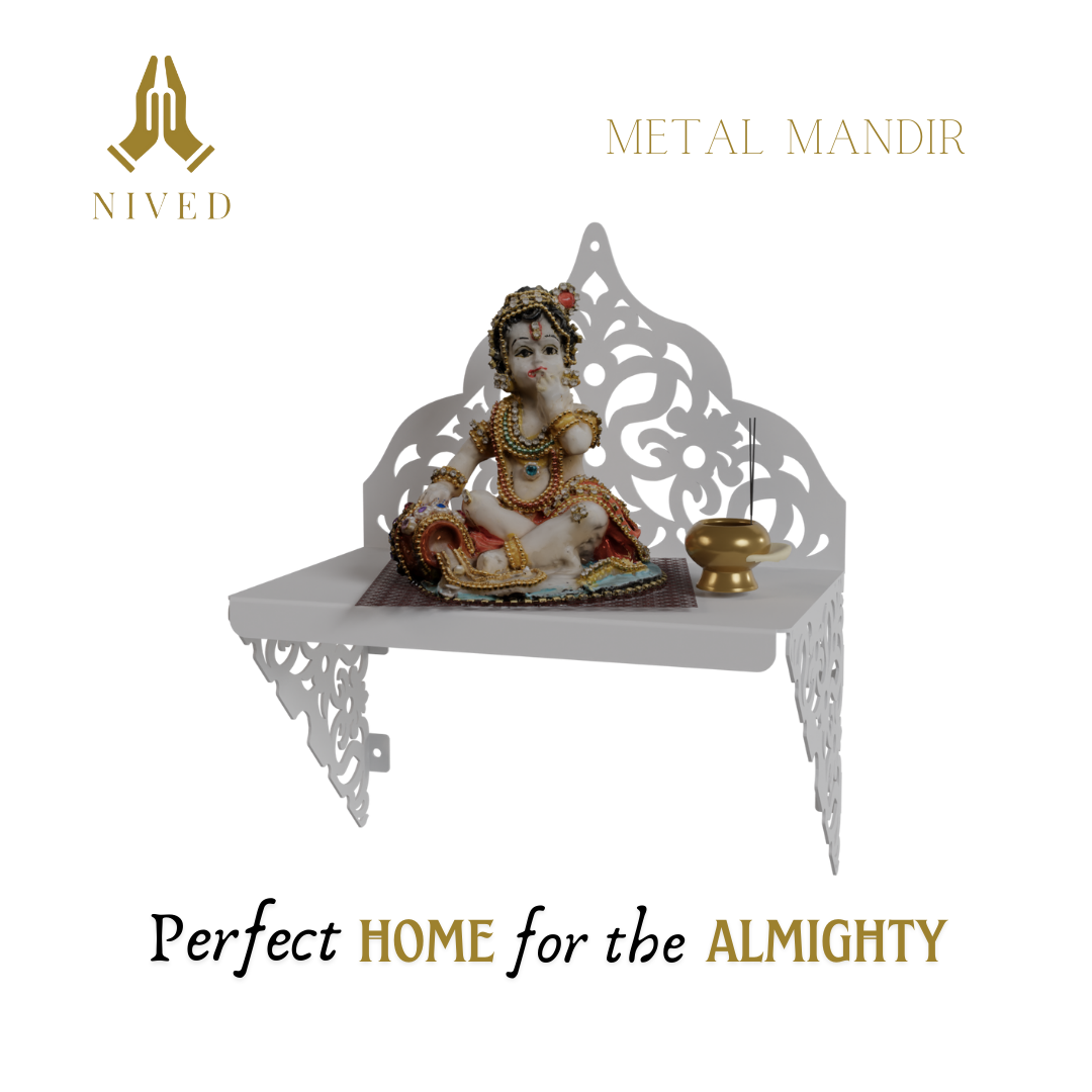 NIVED Metal Mandir | Glossy White