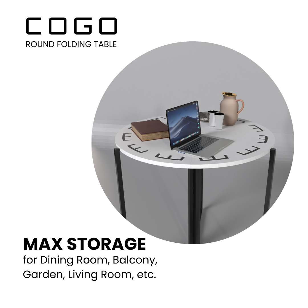 COGO Round Folding Table | 31.5 inch Wide | Matt White