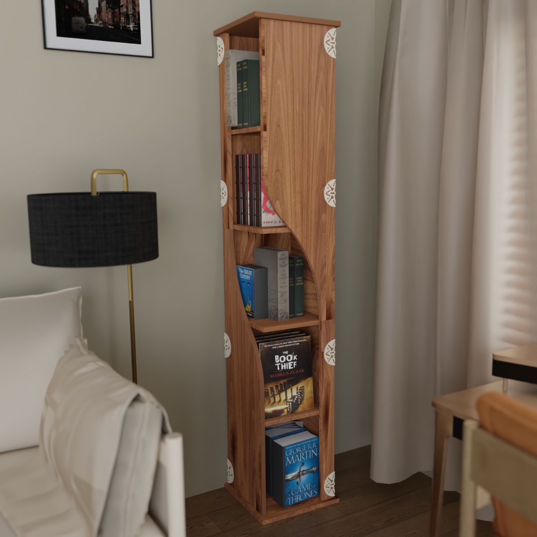 COGO Corner Bookshelf | 5 Tier | Walnut