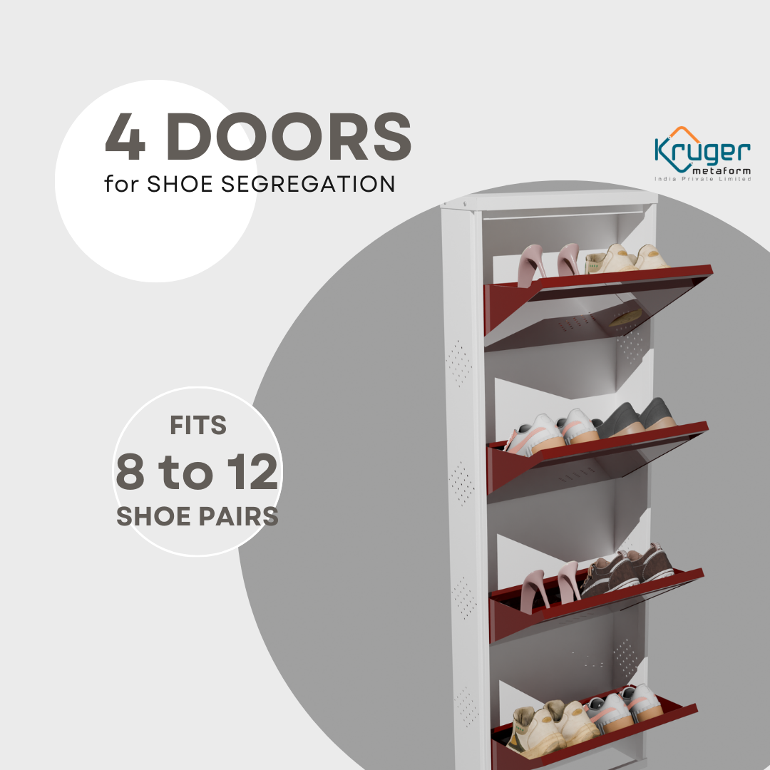 COGO 4 Door Metal Shoe Rack - Maroon