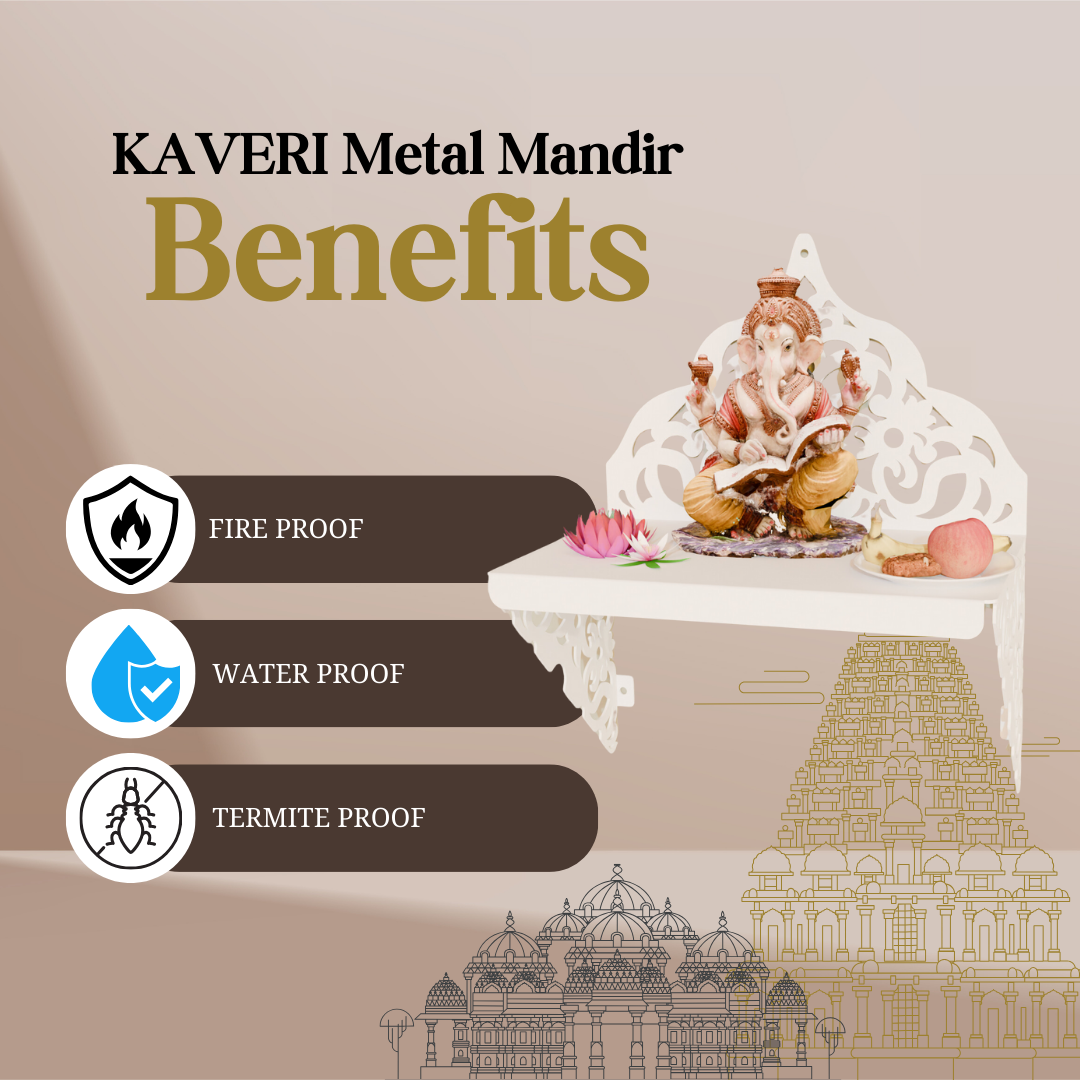 NIVED Metal Mandir | Glossy White
