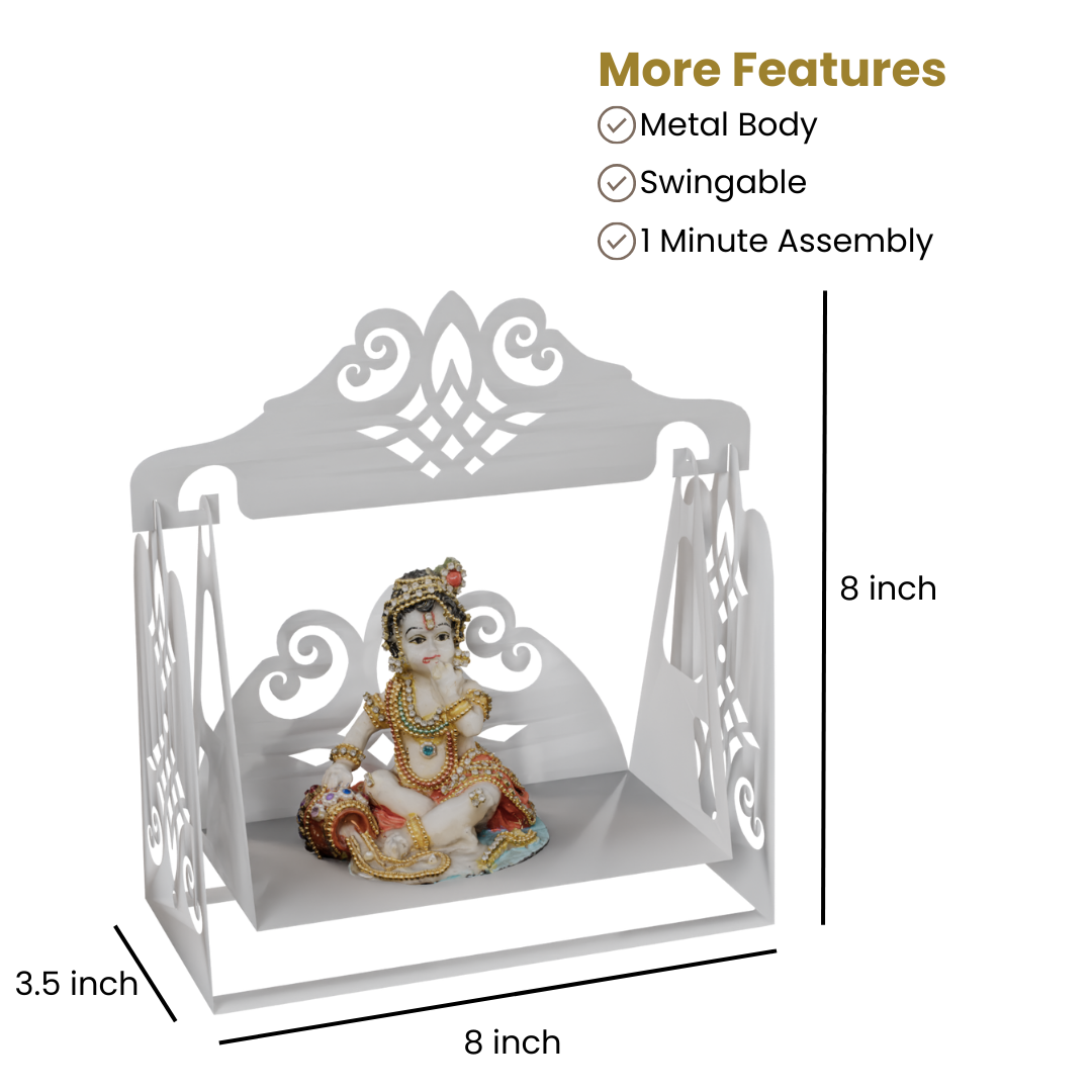 NIVED Metal Gopal Jhula | Glossy White
