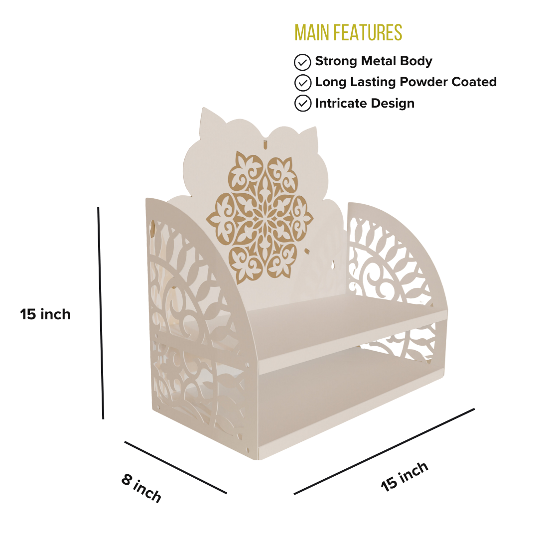 NIVED Saraswati Metal Mandir | White & Gold