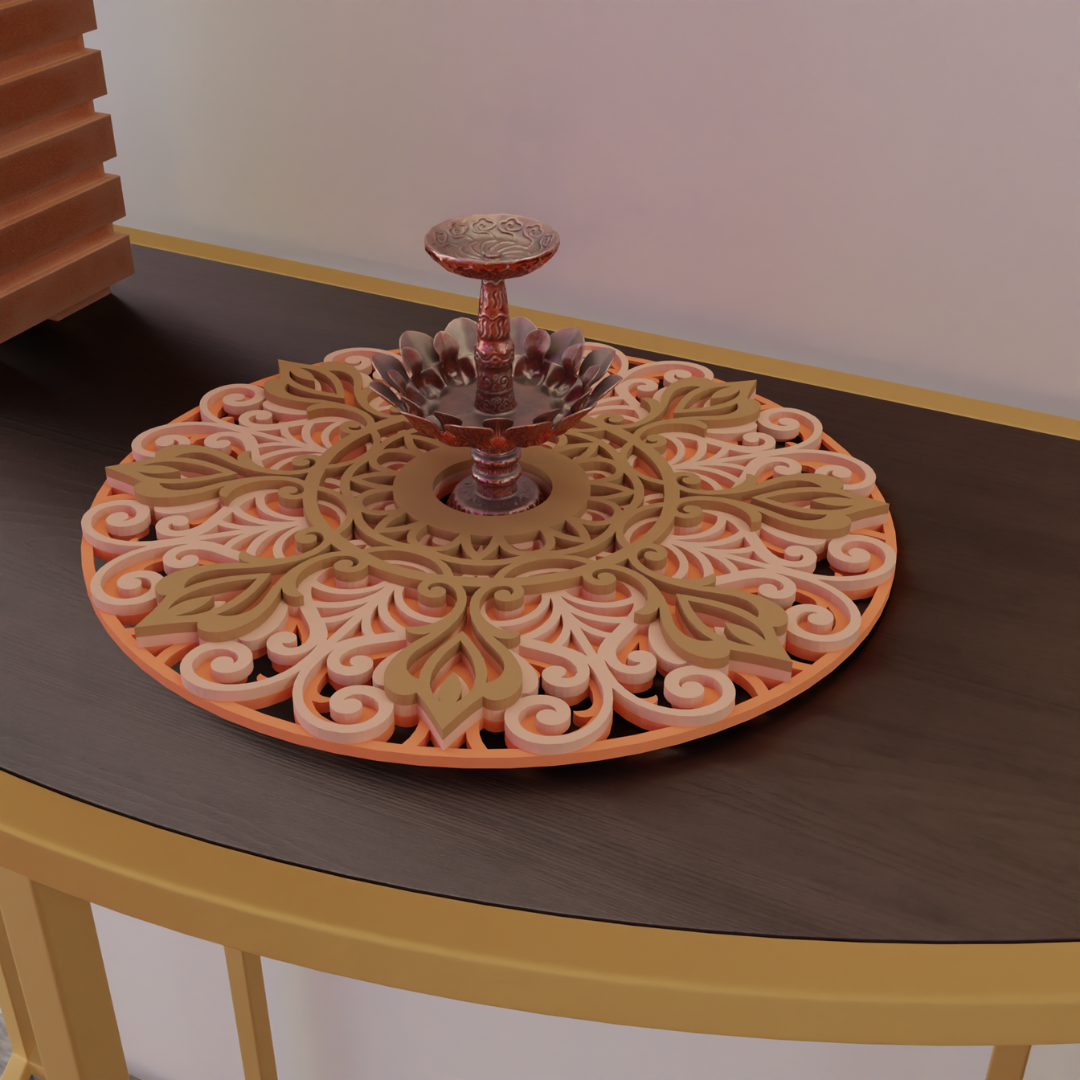 NIVED Decorative Mandala | 12 inch Wide | Orange-Peach-Brown