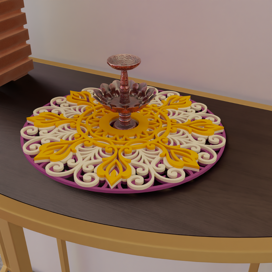 NIVED Decorative Mandala | 12 inch Wide | Purple-Cream-Yellow