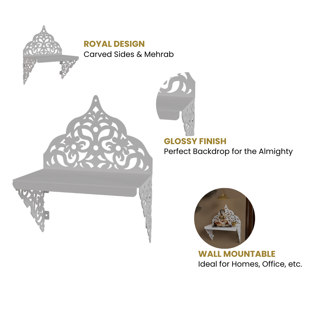 NIVED Metal Mandir | Glossy White