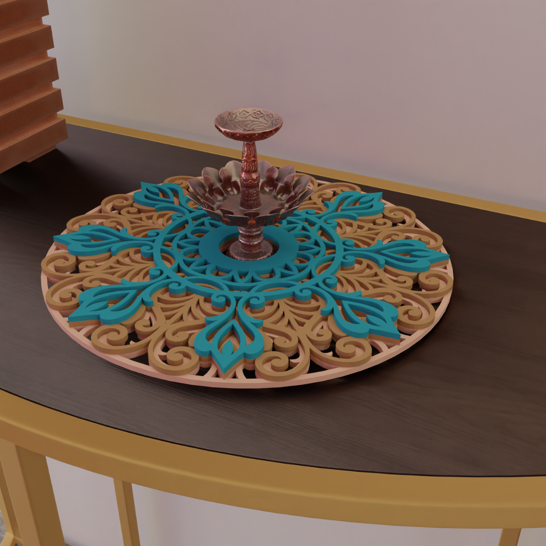 NIVED Decorative Mandala | 12 inch Wide | Peach-Brown-Reliance-Green