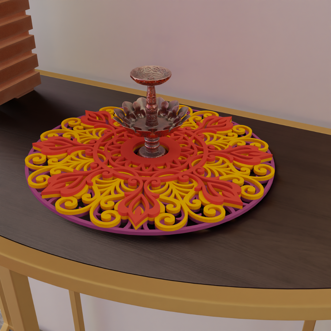 NIVED Decorative Mandala | 12 inch Wide | Purple-Yellow-Red