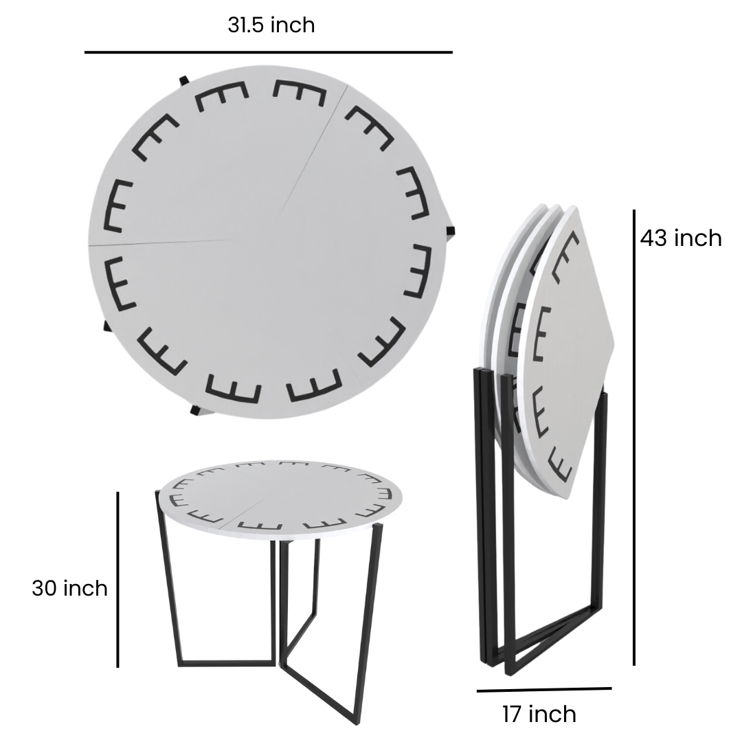COGO Round Folding Table | 31.5 inch Wide | Matt White