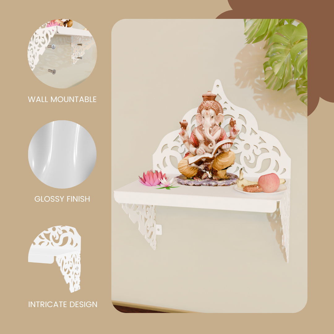 NIVED Metal Mandir | Glossy White