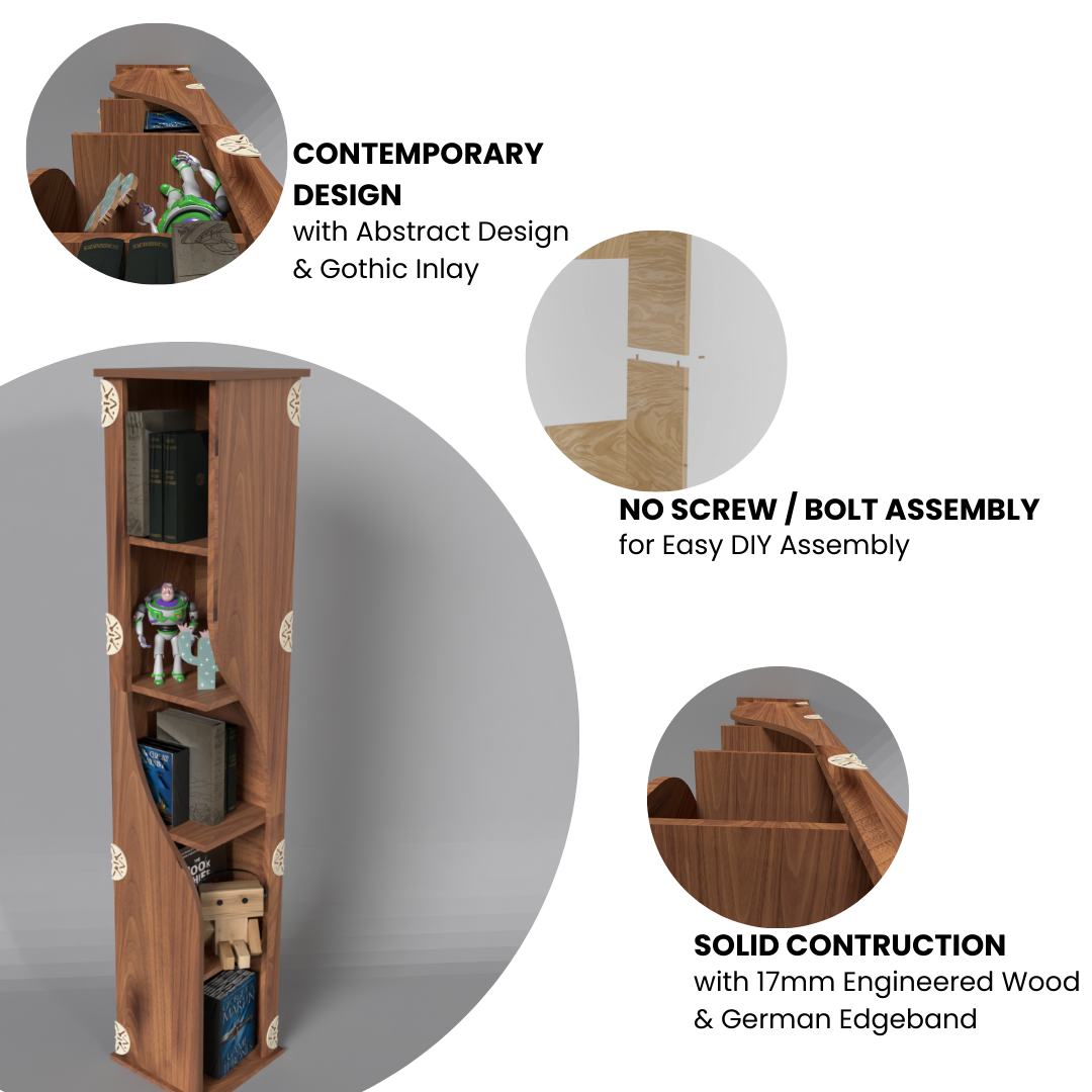 COGO Corner Bookshelf | 5 Tier | Walnut