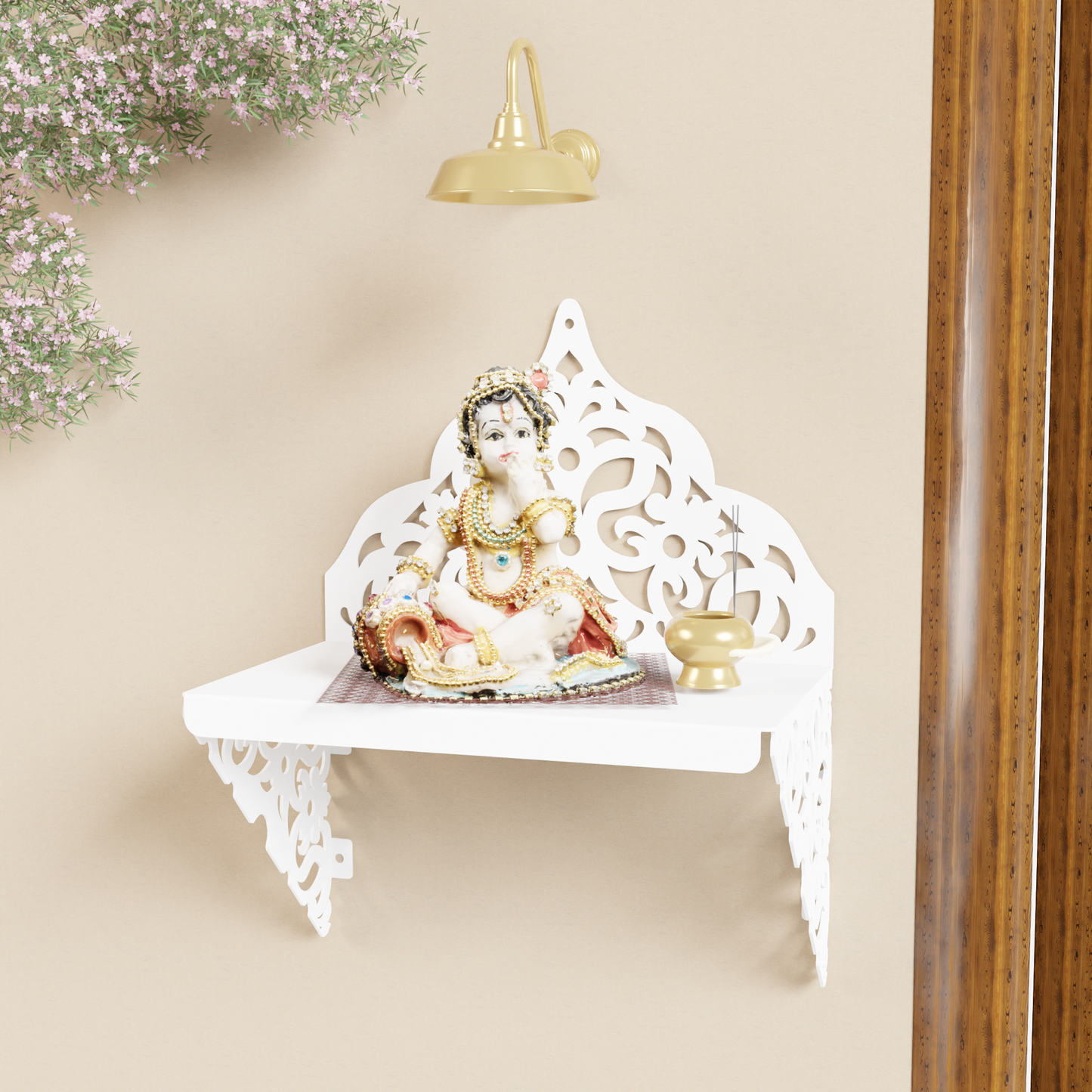 NIVED Metal Mandir | Glossy White