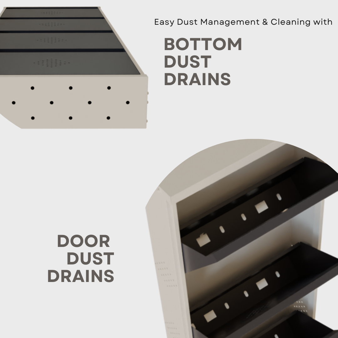 COGO 4 Door Metal Shoe Rack - Grey