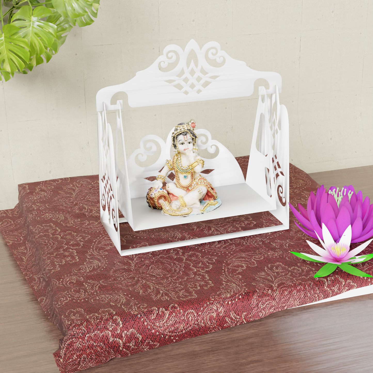 NIVED Metal Gopal Jhula | Glossy White